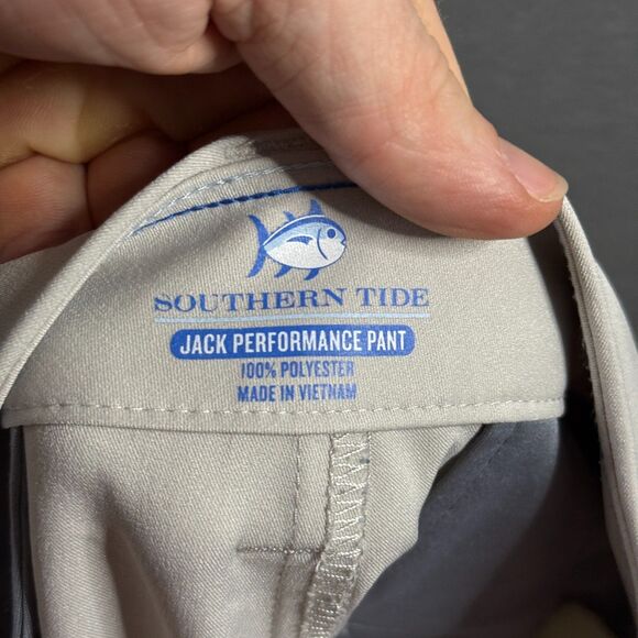 Southern Tide Pants Mens 35x30 Beige Tan Jack Performance Pant Stretch Preppy - Picture 3 of 14